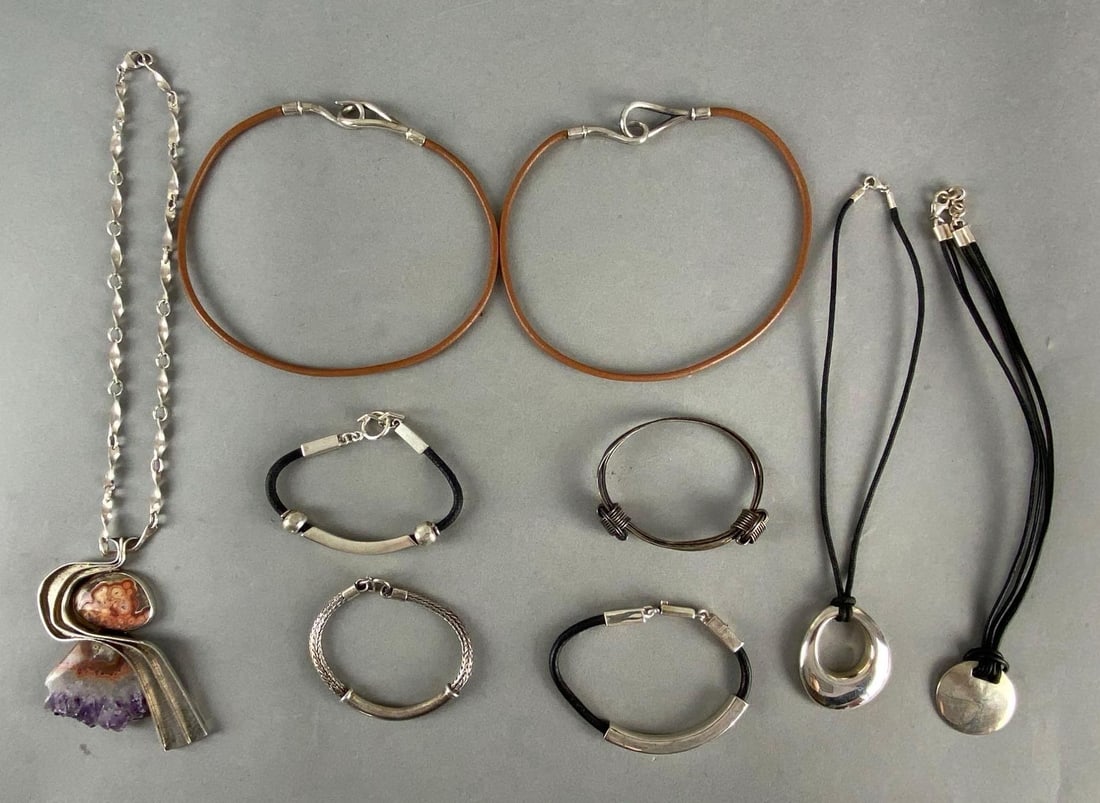 Group of 9 Sterling Silver Necklaces and Bracelets (1 of 2)