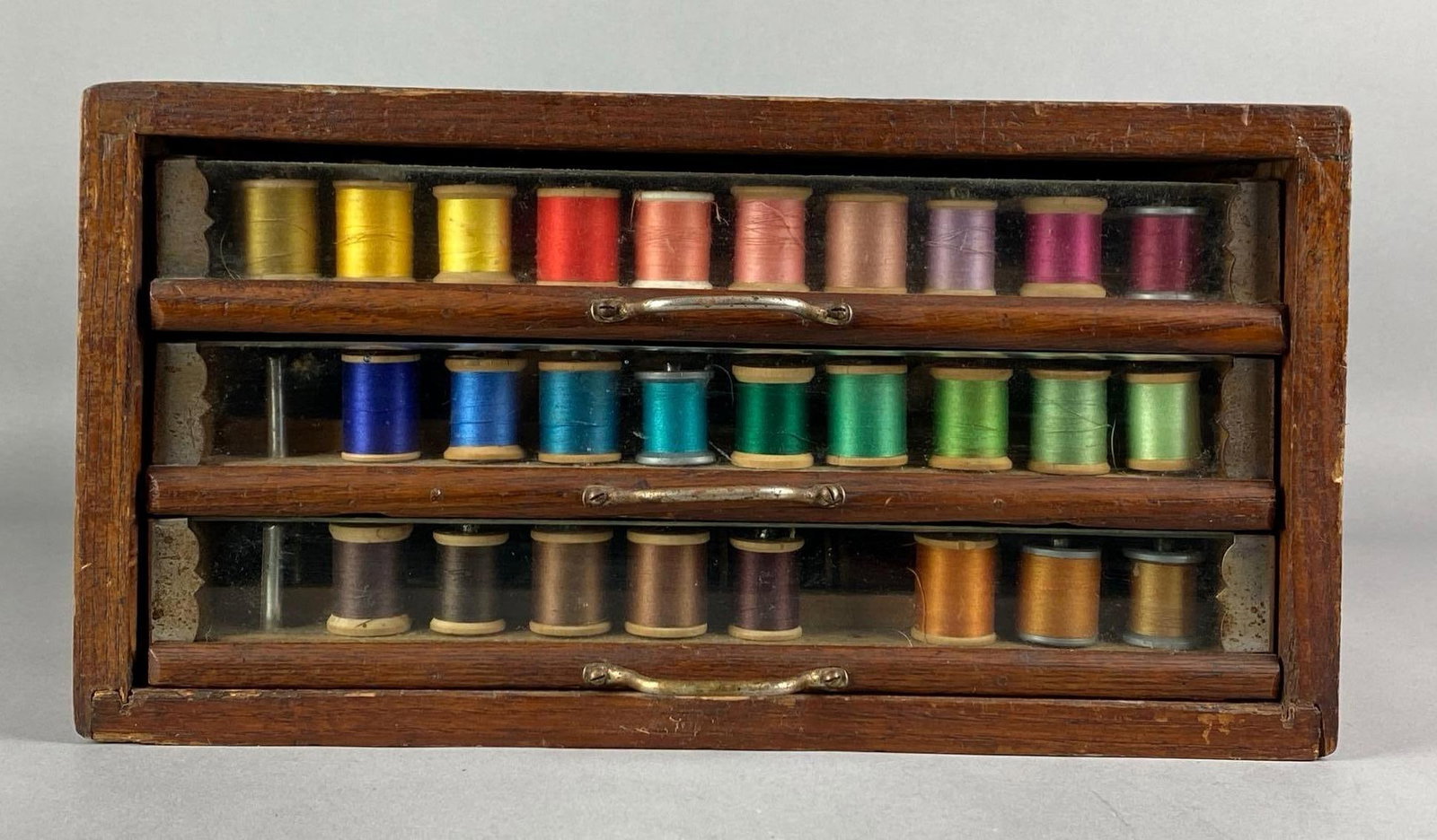 Antique Richardson Silk Co. In Store Tabletop Thread Spool Wood Advertising Cabinet (1 of 6)