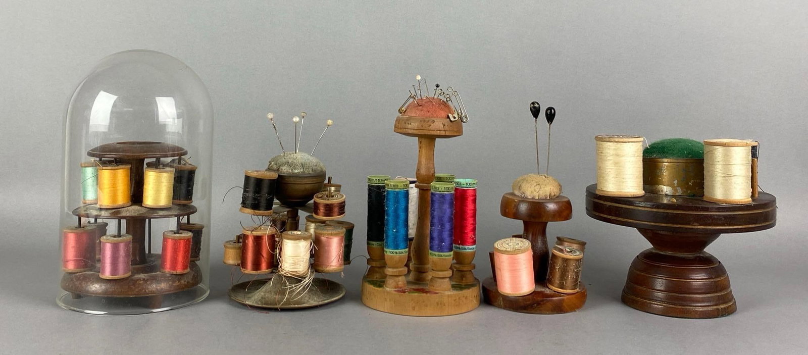 Group of 5 Antique Thread Spool Stands (1 of 3)