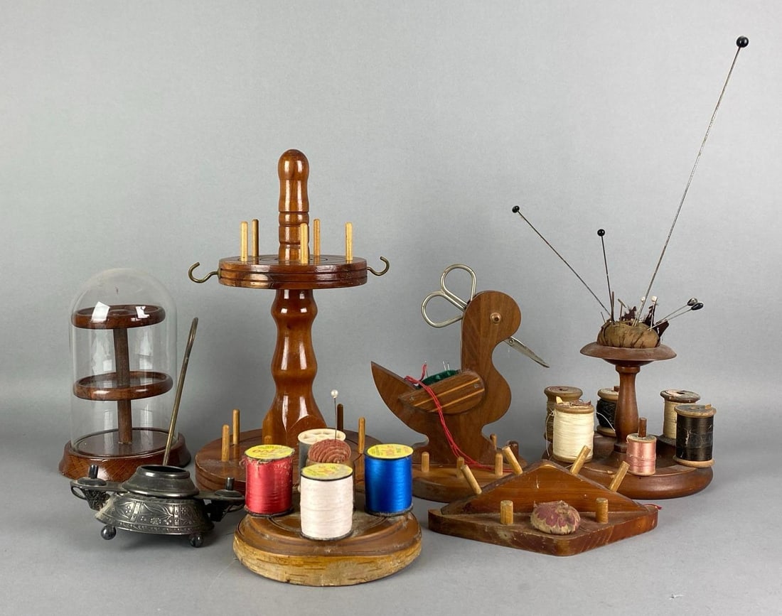 Group of 7 Antique Thread Spool Stand (1 of 3)