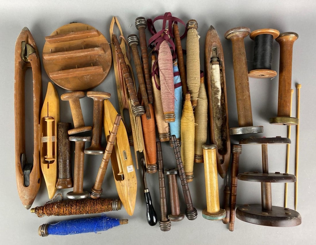 Group of Vintage Weaving Tools and Spools (1 of 2)