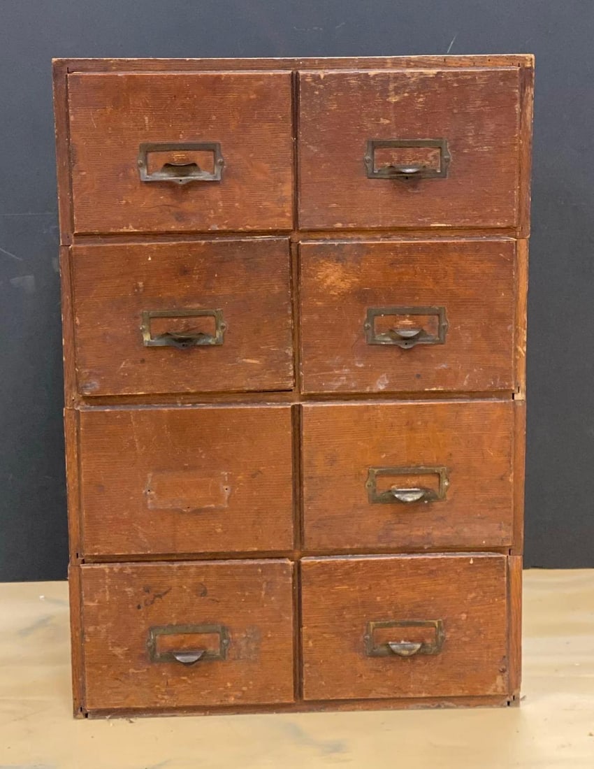 Antique 4 Tier Wood Filing Cabinet (1 of 5)