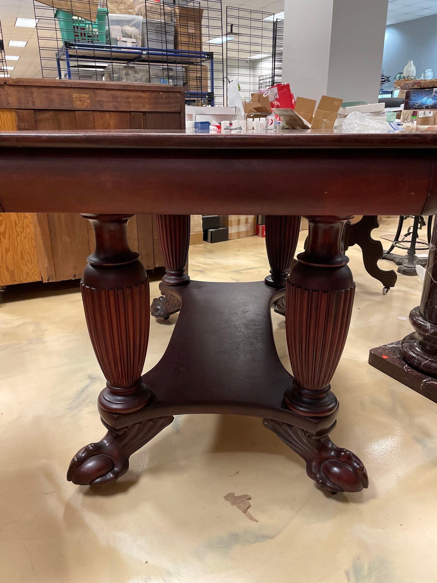 Antique Oak Library Table with Drawer - 7