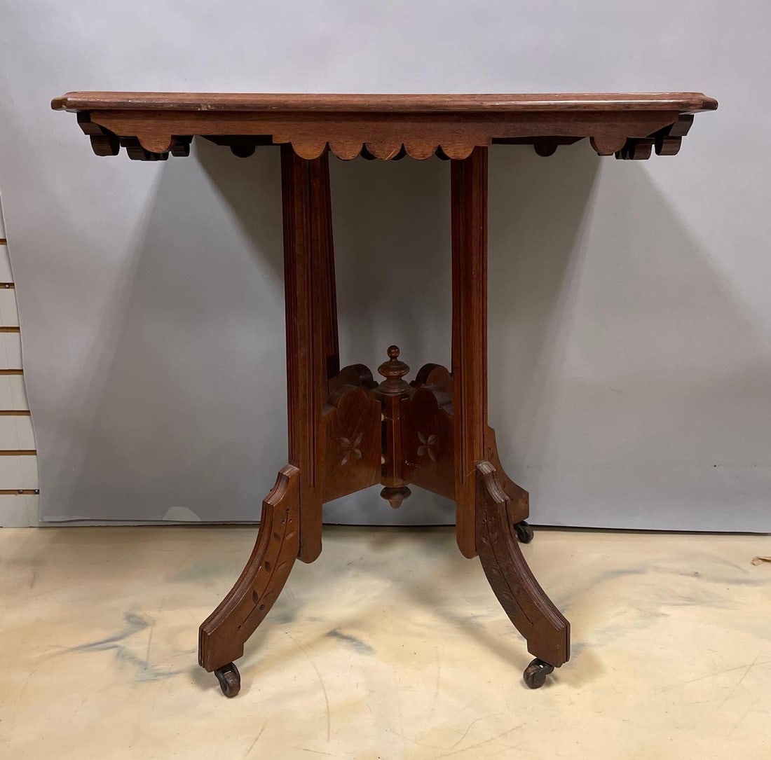 Antique Victorian Walnut Parlor Table - 2