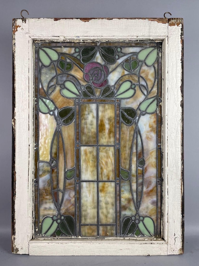 Circa 1910 Floral Stained Glass Window (1 of 2)