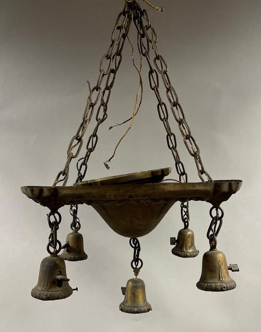 Antique Brass 5 Light Chandelier (1 of 4)
