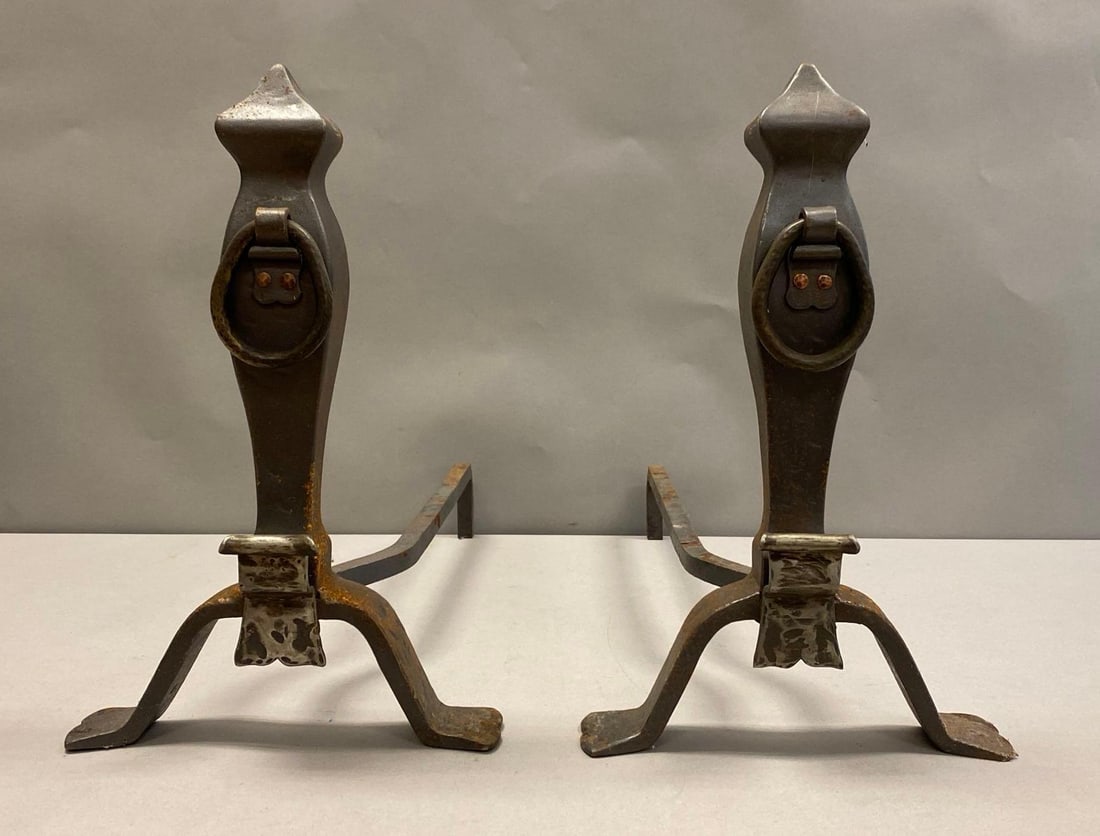 Pair of Antique Wrought Iron Andirons (1 of 2)