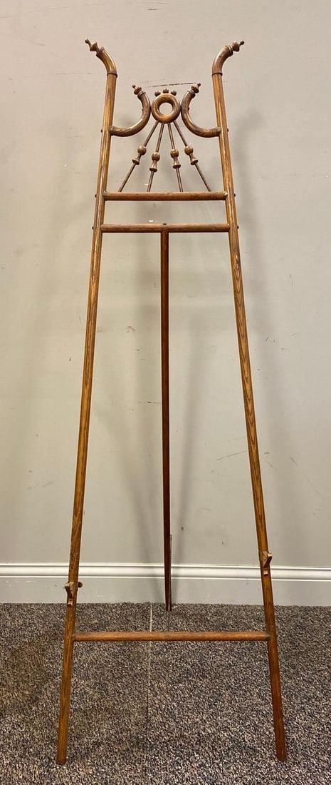 Antique Victorian Bentwood Artist Drawing Easel: Measures L 63x W 14 inches. No in house Shipping, third party recommended.