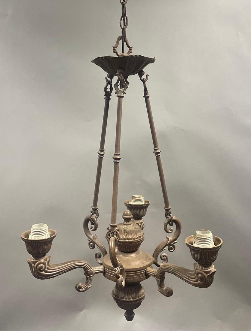 Antique Bronze 3 Arm Chandelier (1 of 3)