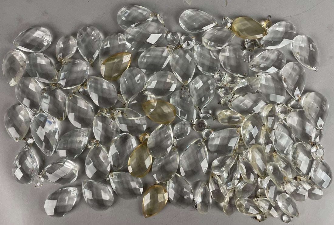 Group of Antique Teardrop Chandelier Crystals: Largest measures 3" x 1 3/4"