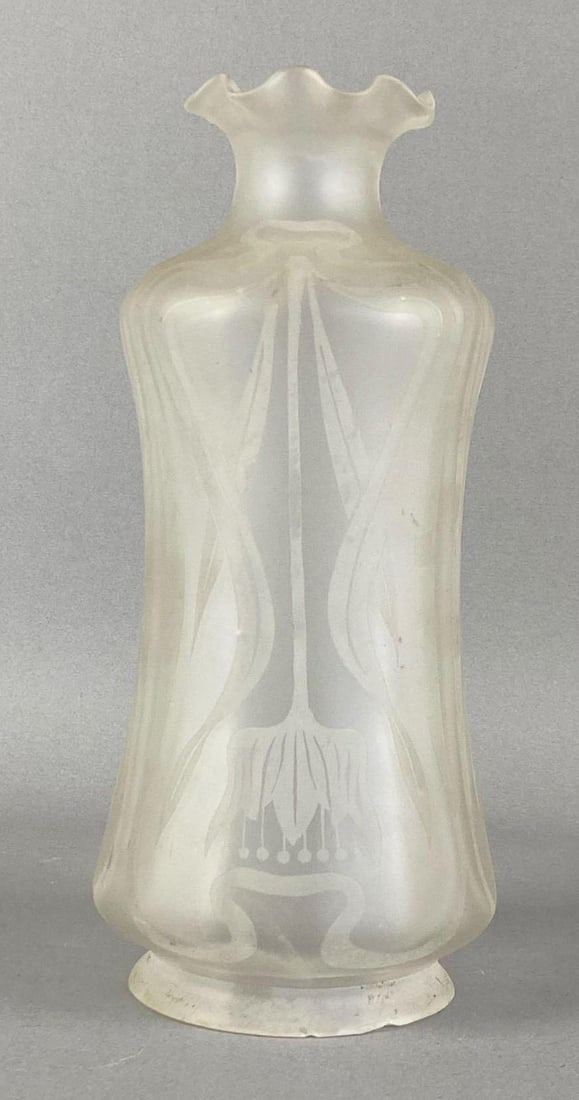 Antique Frosted Etched Floral Glass Lamp Shade (1 of 4)