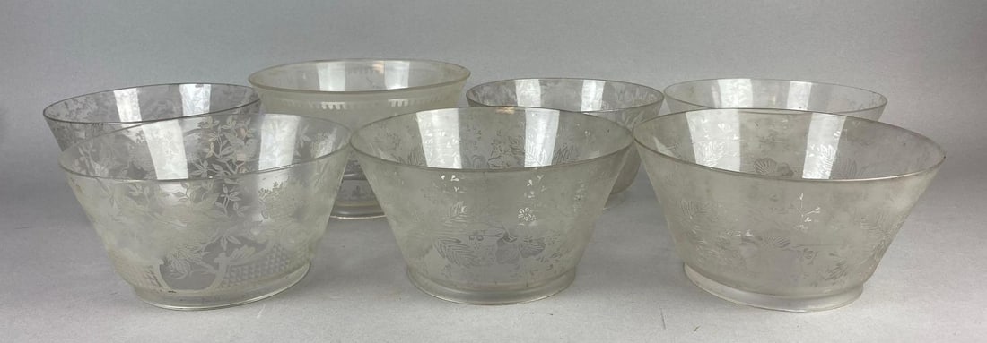 Group of Antique Floral Themed Acid-Etched Glass Lamp Shade (1 of 2)