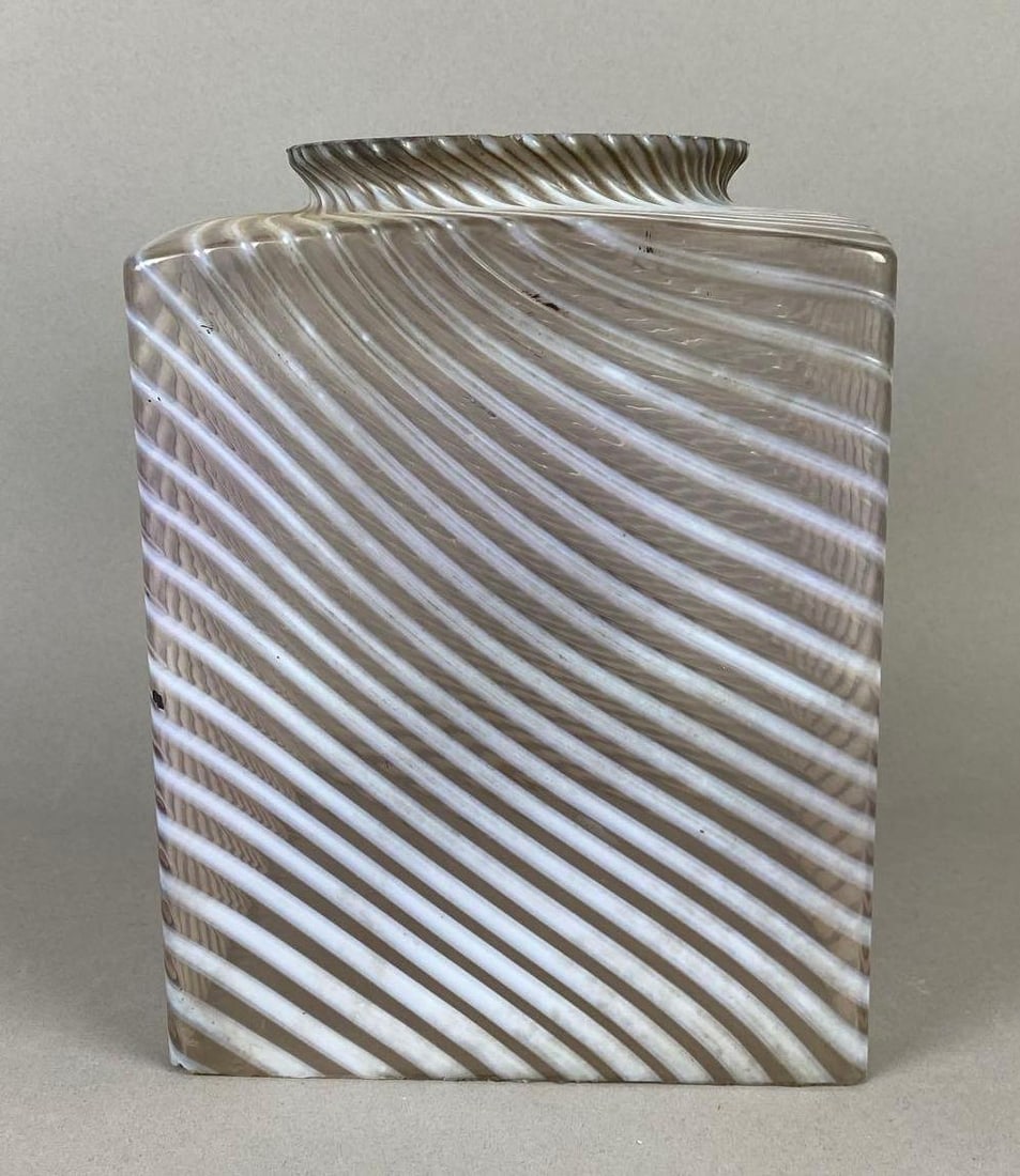 Antique Opalescent Swirl pattern Glass Lamp Shade: Measure H 9 x W 6 1/2 x L 6 1/2inches.