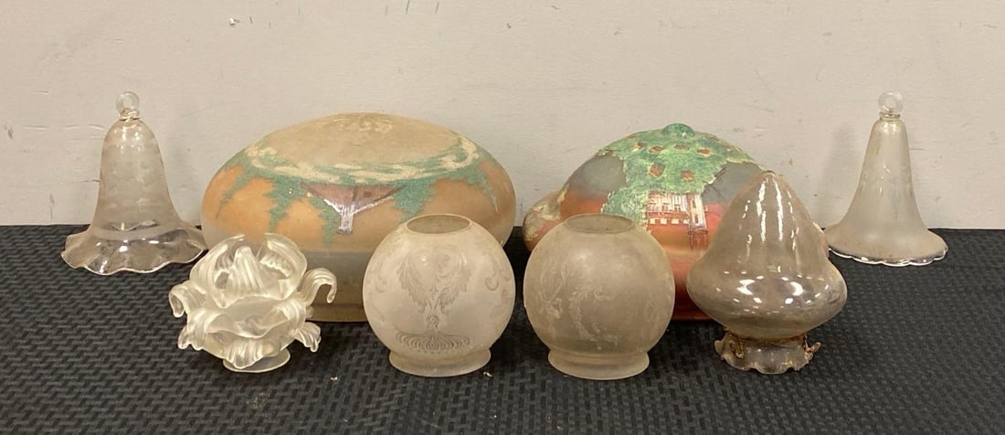 Group of Antique Glass Lamp Shades and Smoke Bells (1 of 3)