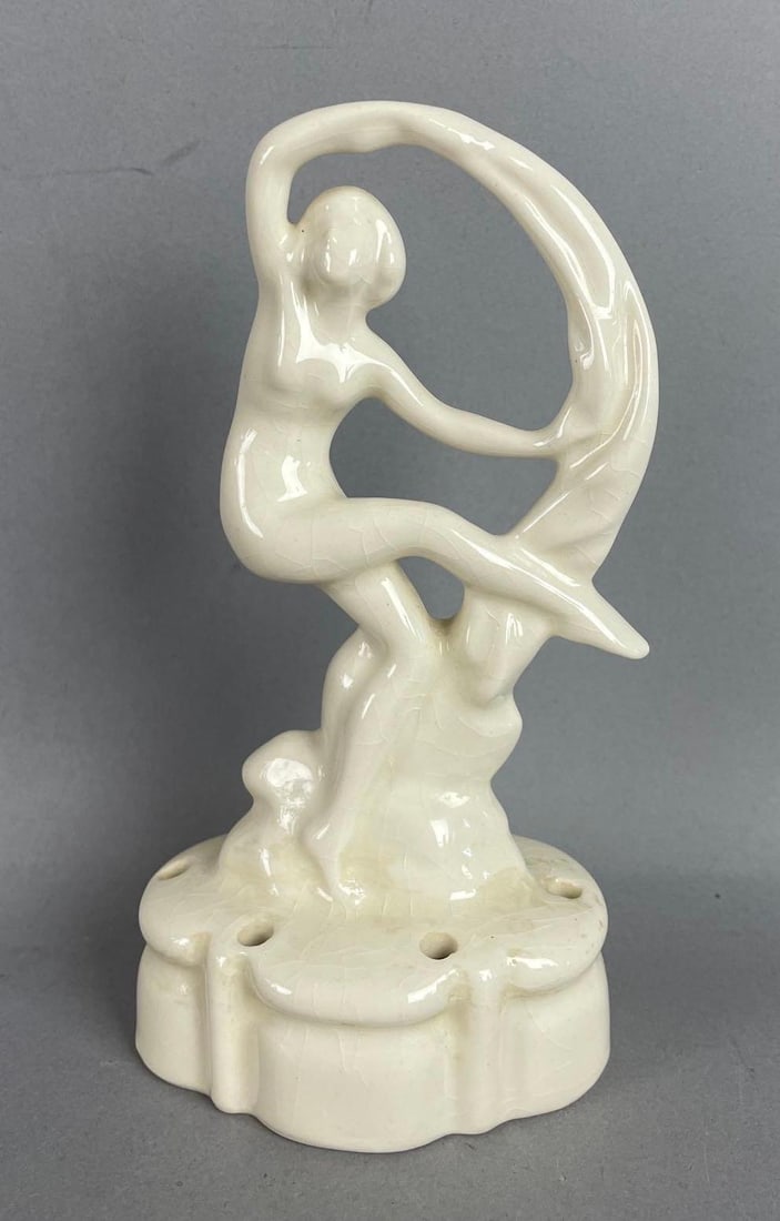 Art Deco Scarf Dancer Porcelain Figural Flower Frog (1 of 4)