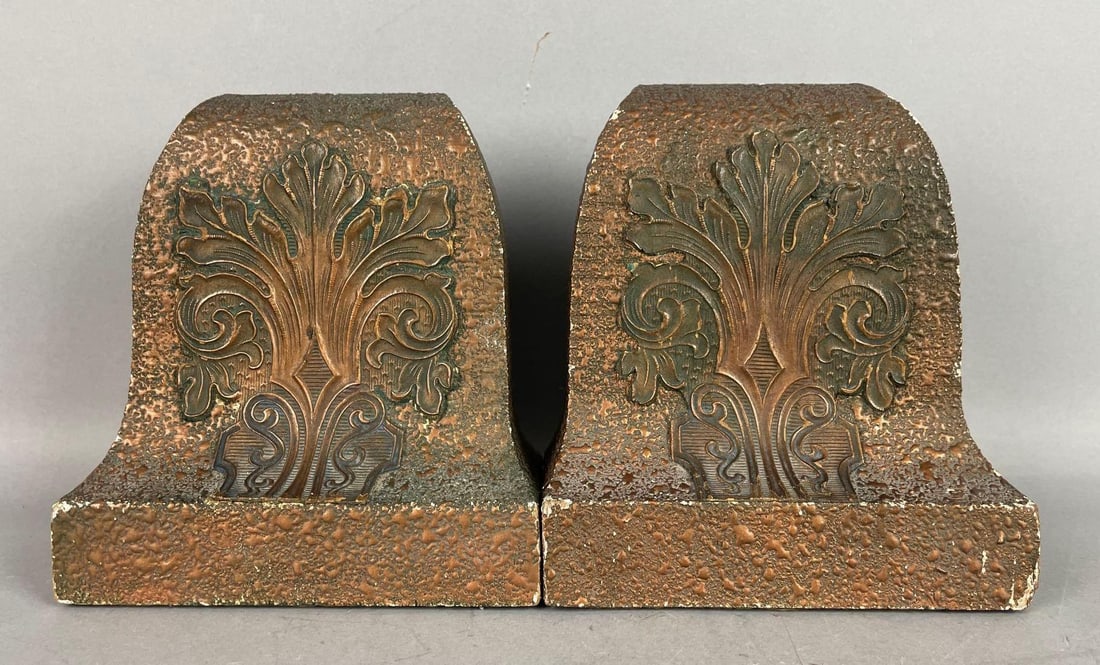 Pair of Vintage Carved Wood Textured Bookends (1 of 3)