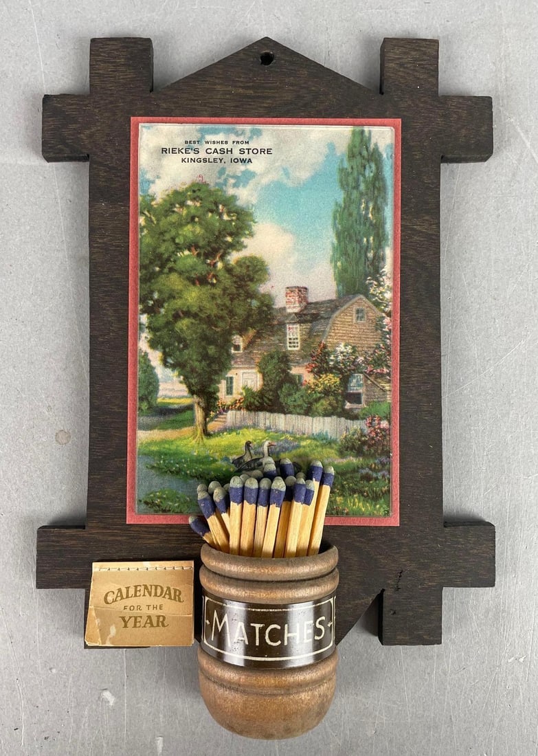 1925 Advertising Calendar Wall Plaque Match Holder (1 of 3)