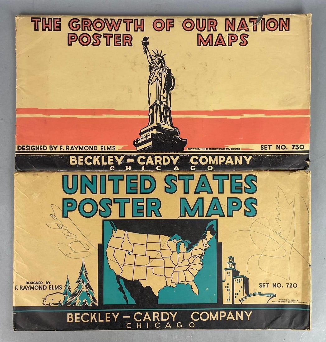 2 Sets of Vintage Beckley-Cardy United States Poster Maps (1 of 3)