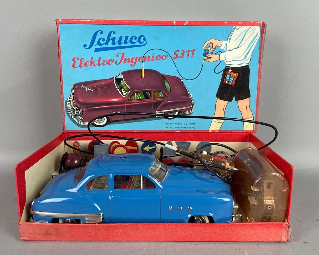 Vintage Schuco Elektro Ingenico 5311 R/C Car Set: Western Germany, appears complete, untested, original box measures 6 inches x 10 1/2 inches x 3 1/4 inches