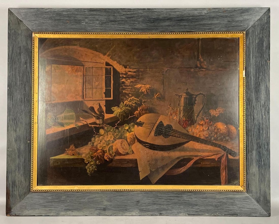 Vintage R. Eckardt Mandolin Still Life Art Print on Board (1 of 3)