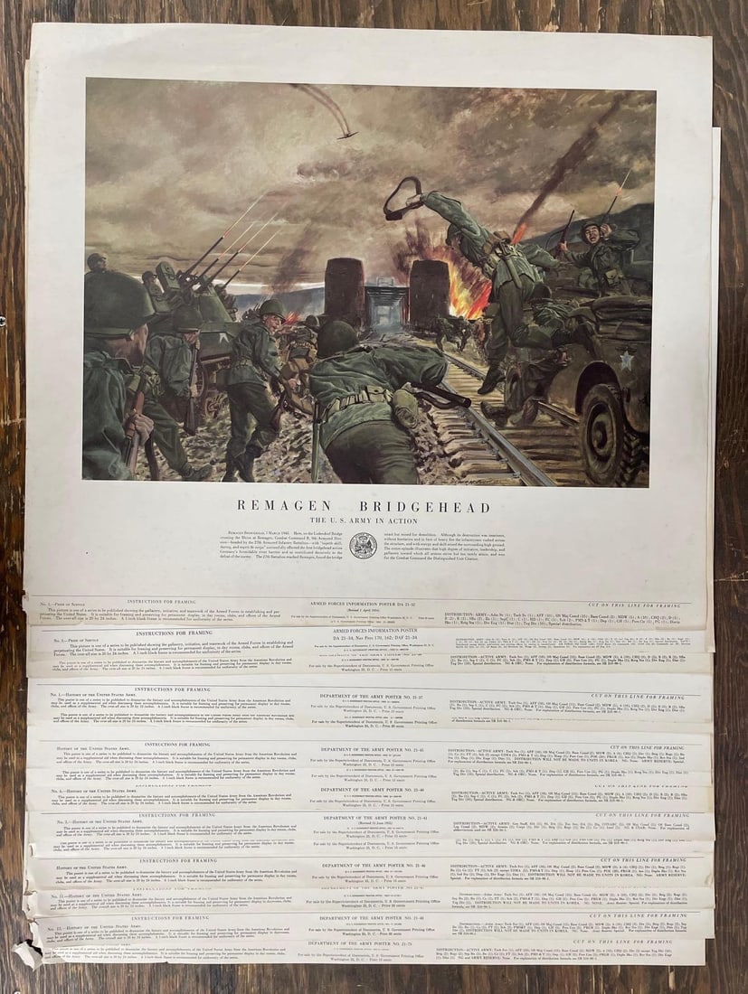 Group of 1950s The U.S. Army in Action Posters: Department of the army posters, not all pictured, each measure 21 1/4 inches x 4 inches