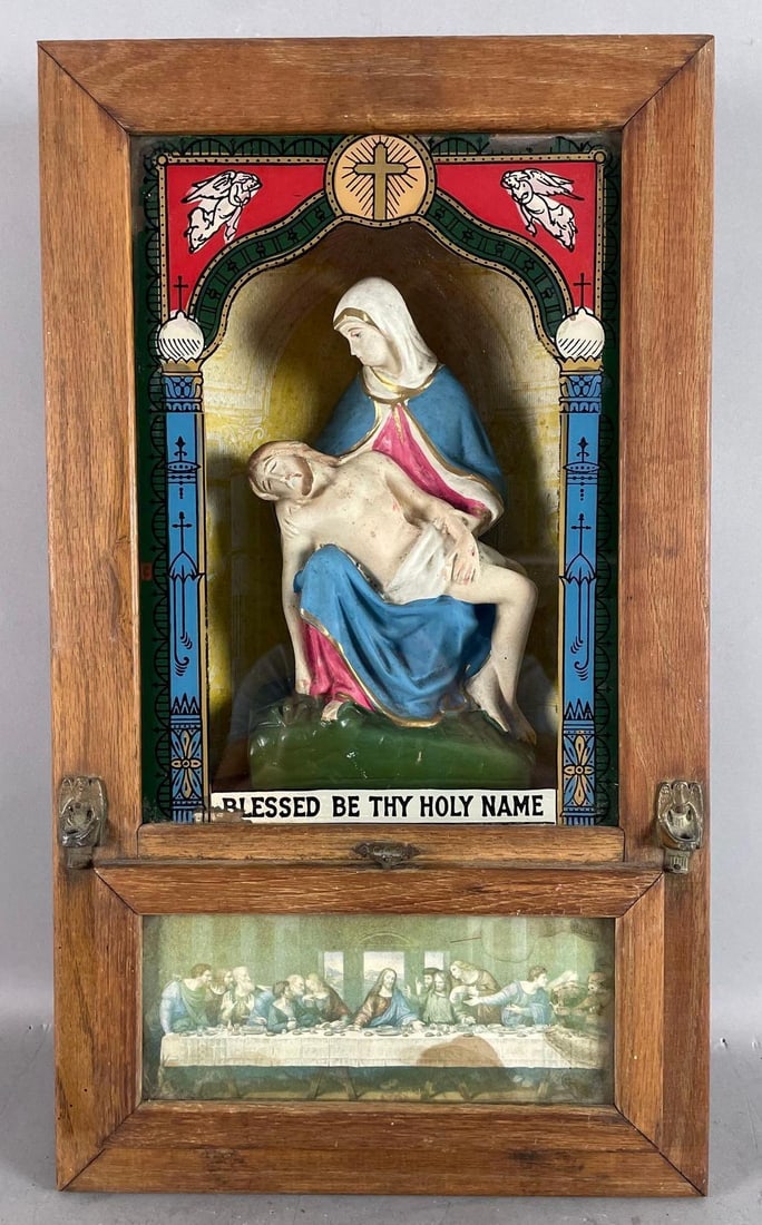 Antique Catholic Last Rights Shadow Box