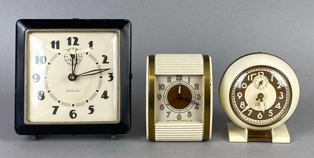Group of 3 Vintage Wind-Up Desk Alarm Clocks (1 of 2)