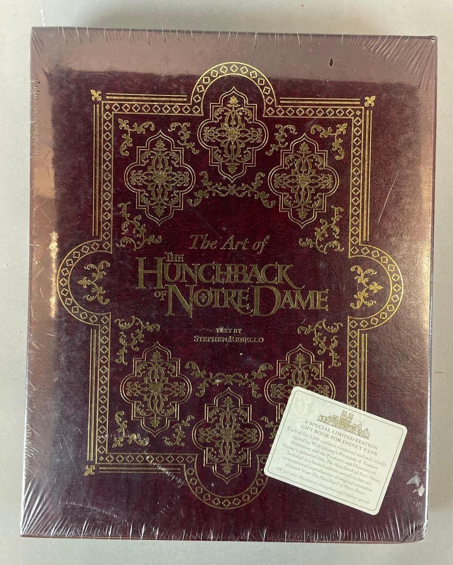 Signed LE The Art of the Hunchback of Notre Dame Disney Book: Limited number 1650/2500, sealed packaging measures 13 3/4 inches x 11 inches
