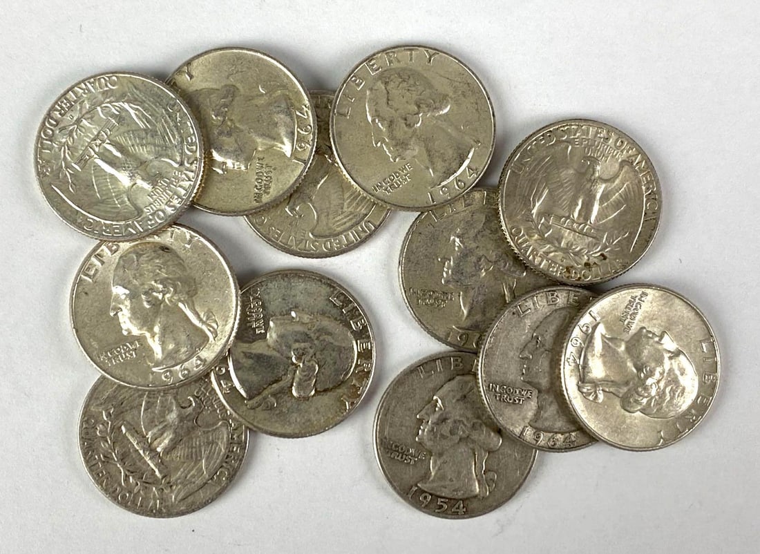 Group of 12 1950s-1960s US Silver Quarters (1 of 3)