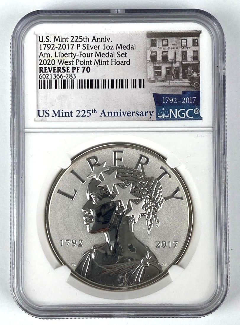 2017-P US Mint 225th Anniversary Silver 1 Oz Medal NGC PF 70: 2017-P US Mint 225th Anniversary 1 Oz Medal NGC PF 70
