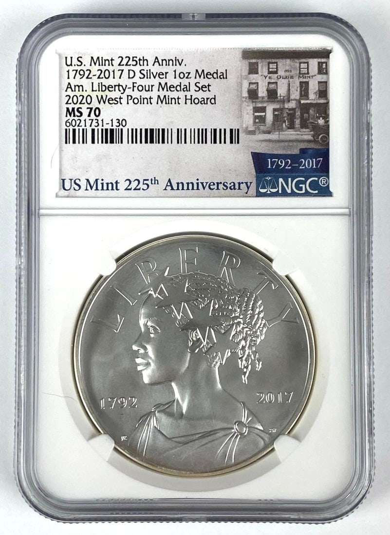 2017-P US Mint 225th Anniversary 1 Oz Medal NGC MS 70: 2017-P US Mint 225th Anniversary 1 Oz Medal NGC MS 70