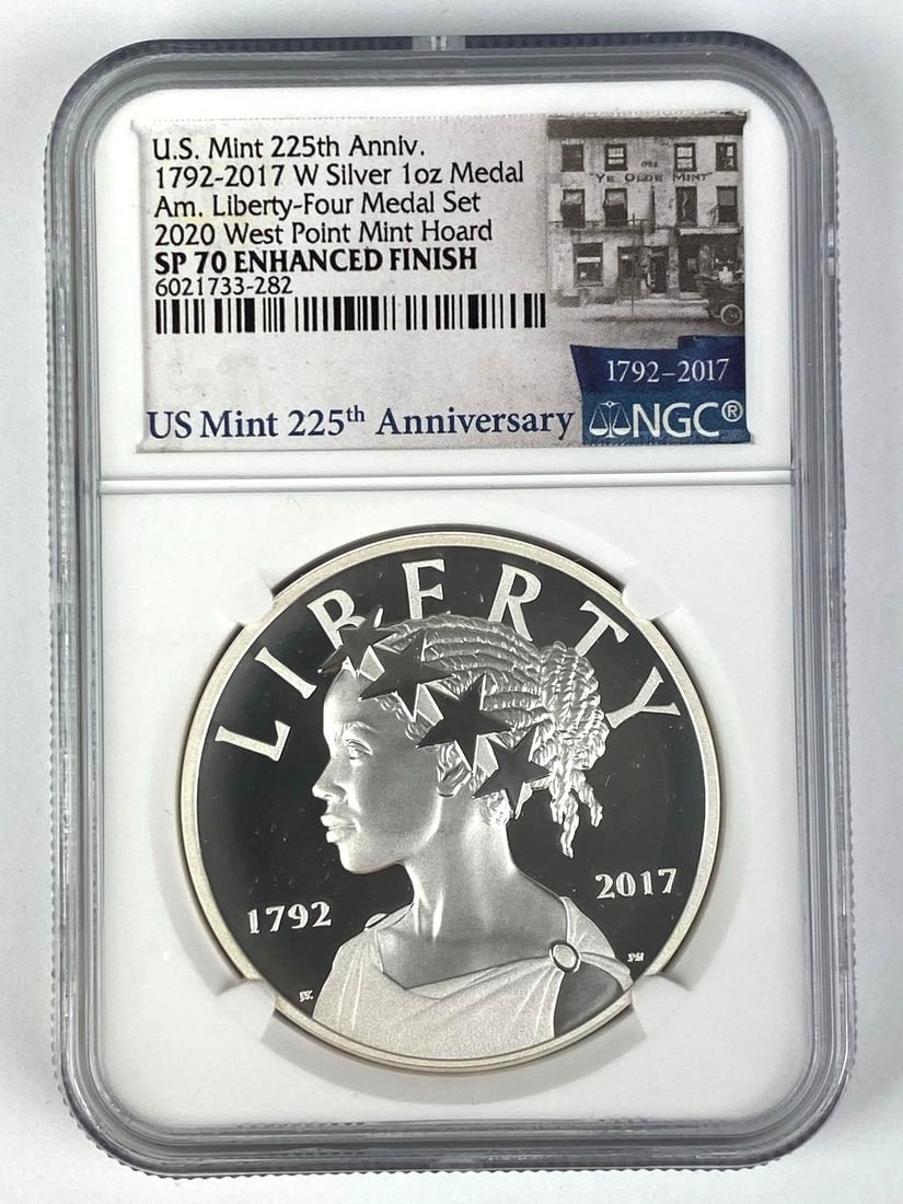 2017-P US Mint 225th Anniversary 1 Oz Medal NGC Enhanced Finish SP 70: 2017-P US Mint 225th Anniversary 1 Oz Medal NGC Enhanced Finish SP 70