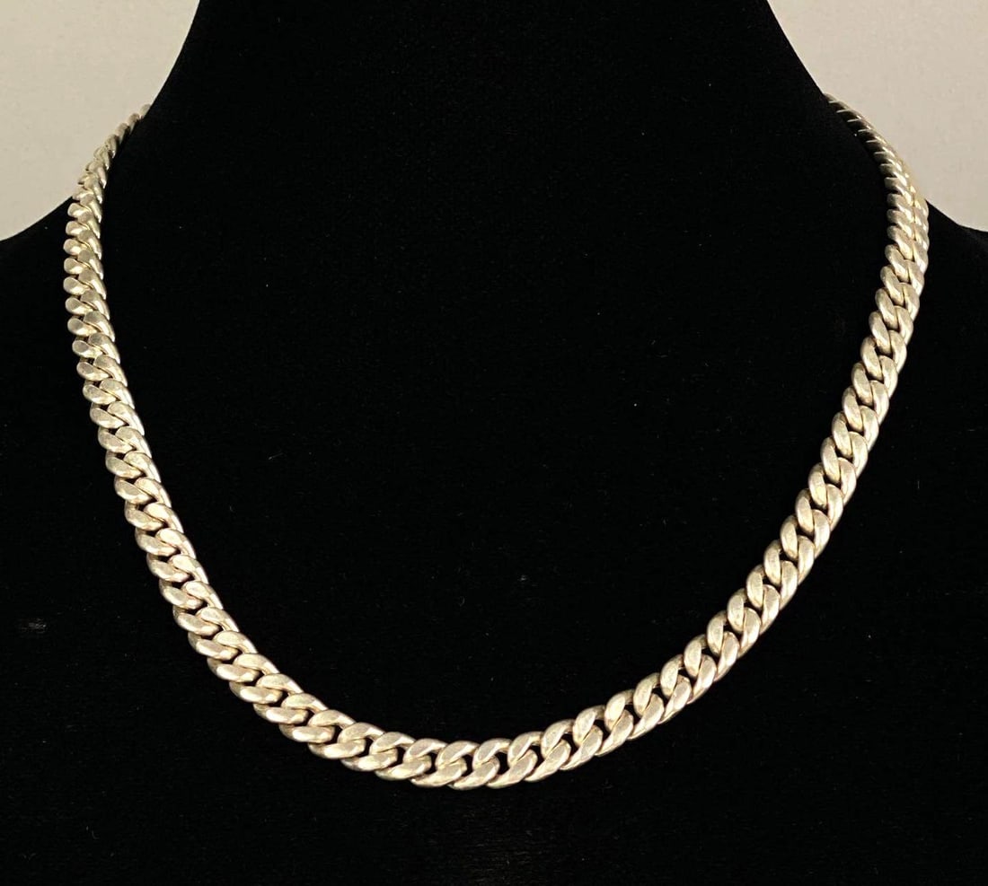 Italian Sterling Silver Cuban Link Necklace: Links measure 6.5mm W x 3mm D, necklace measures 20 in length
