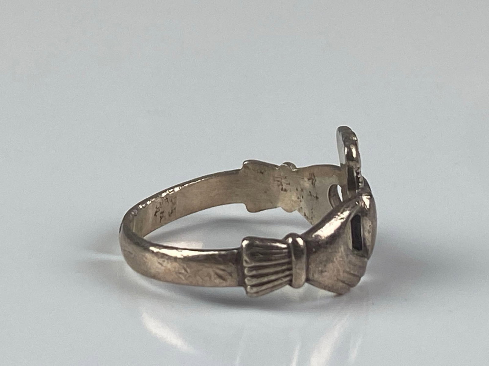 Irish Steeling Silver Claddagh Ring - 4