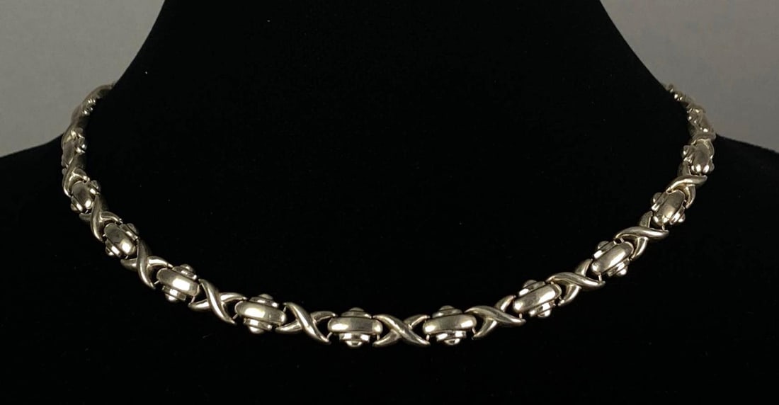 BM Signed Sterling Silver XO Link Necklace