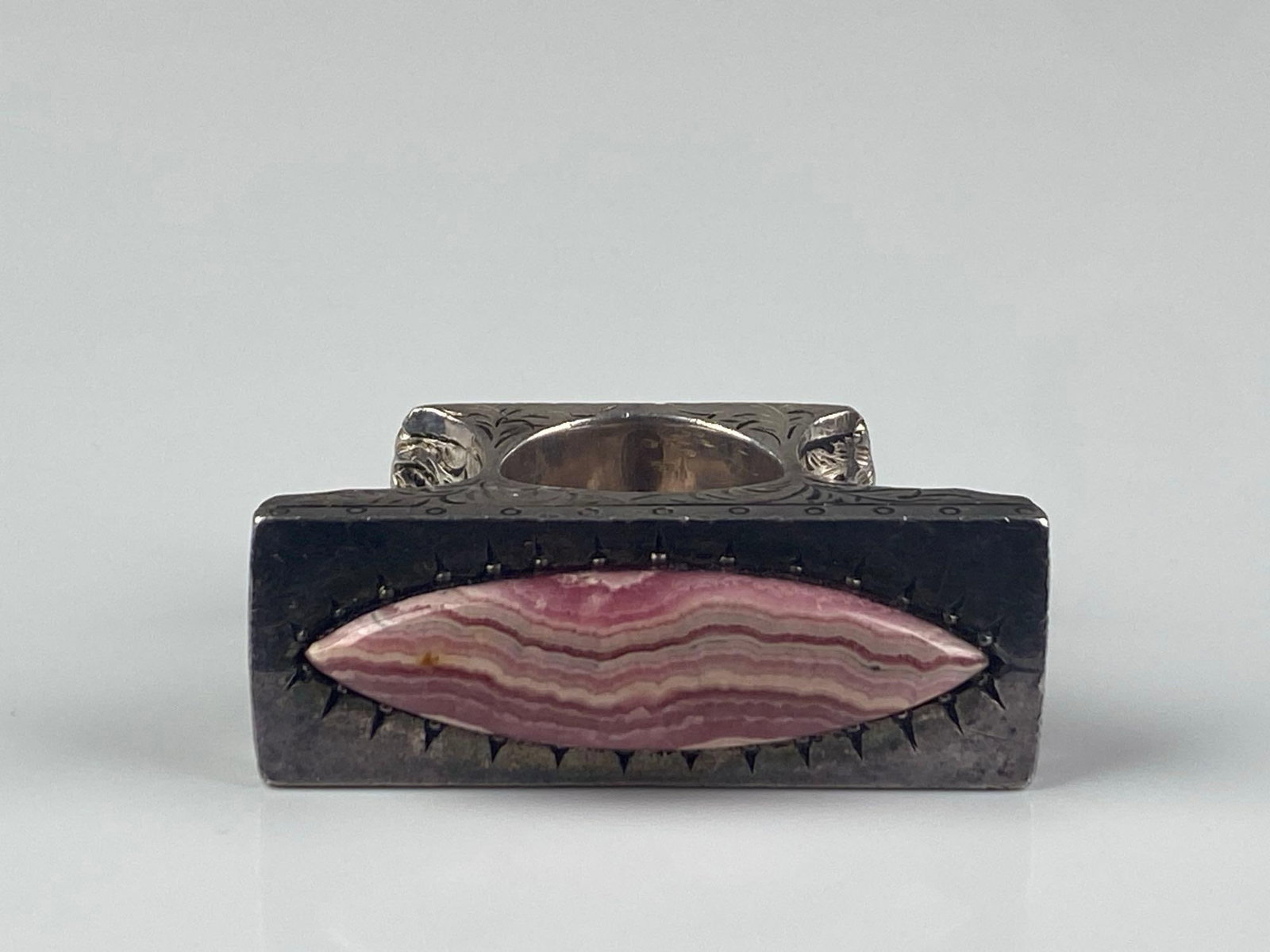 Sterling Silver Rhodochrosite Saddle Ring