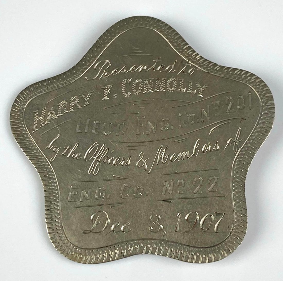 1907 Silver Lieut. Eng. No. 201 Medal: Measures 2 H x 2 W