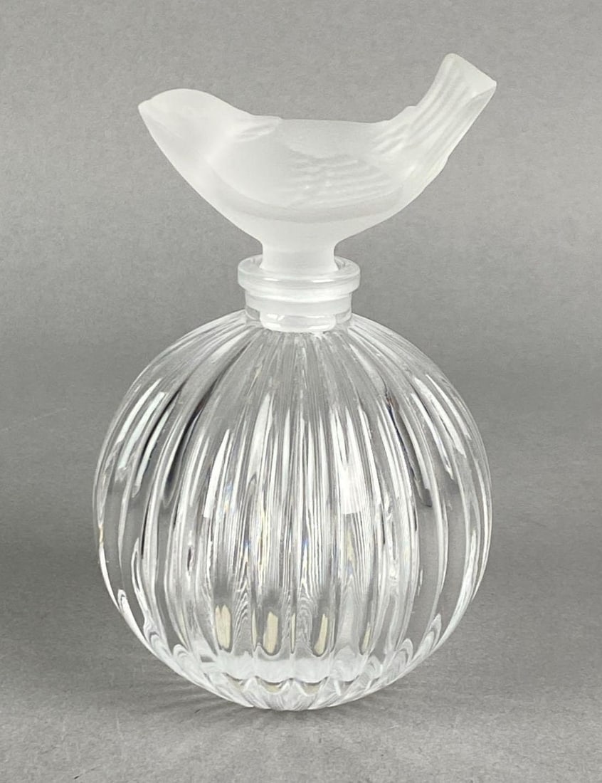 Japanese Sasaki Crystal Wings Perfume: Makers sticker on base, measures 4 1/4 H x 2 1/2 W