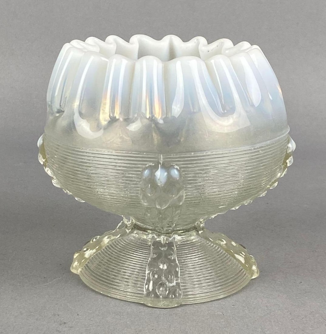 EAPG Opalescent Ombre Ribboned Edge Glass Rose Bowl (1 of 4)