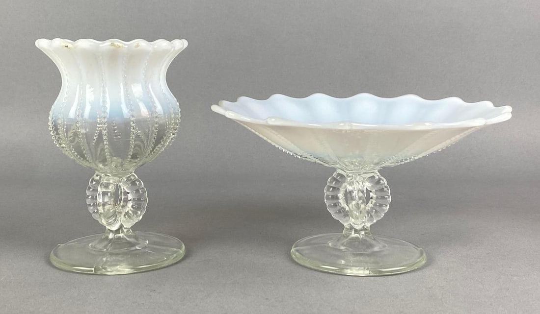 Group or 2 EAPG Opalescent Ombre Scalloped Edge Glass Items (1 of 4)