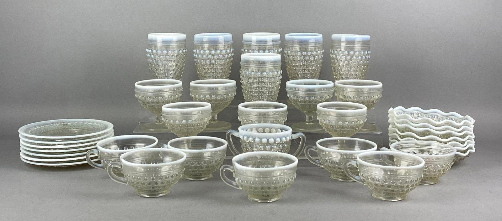 Group of Opalescent Ombre Hobnail Drinkware and More (1 of 3)