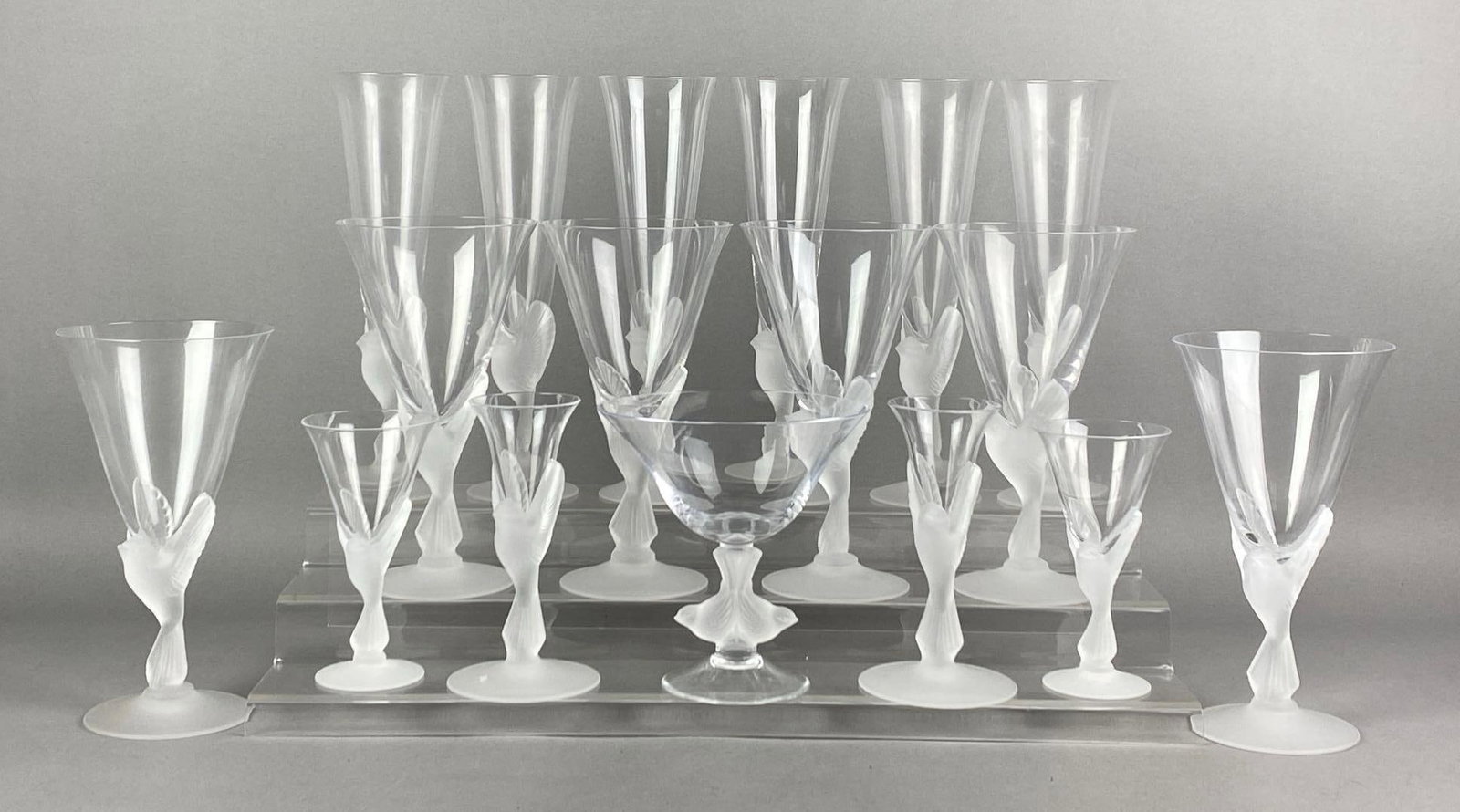 Group of Frosted Figural Bird Crystal Stemware (1 of 3)