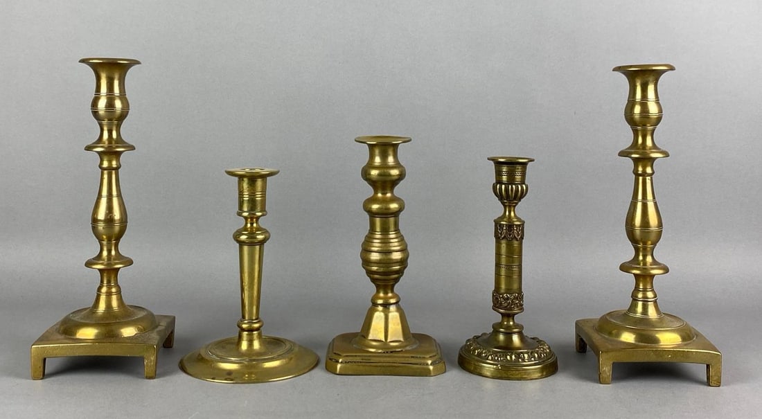 Group of 5 Brass Candlesticks (1 of 2)