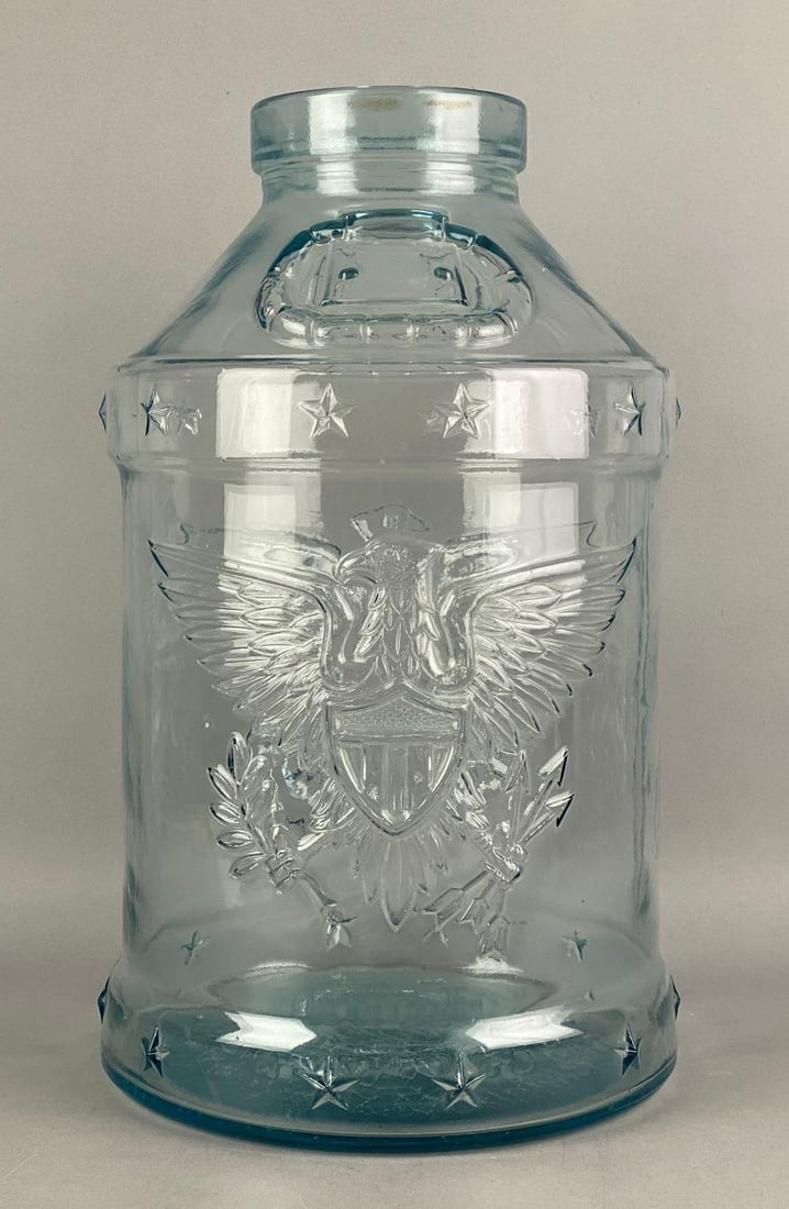 1976 Libbey Glass 5-gallon Pressed Glass Jug: Measures 19 H x 11 W x 11 D