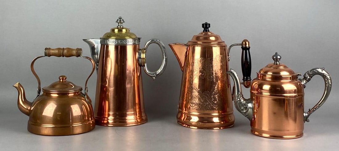 Group of 4 Mixed Metal Coffee / Tea Pots (1 of 5)