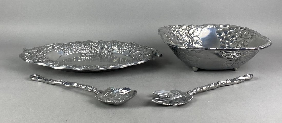 Group of 4 1990s - 2000s Arthur Court Metal Serving Set (1 of 4)