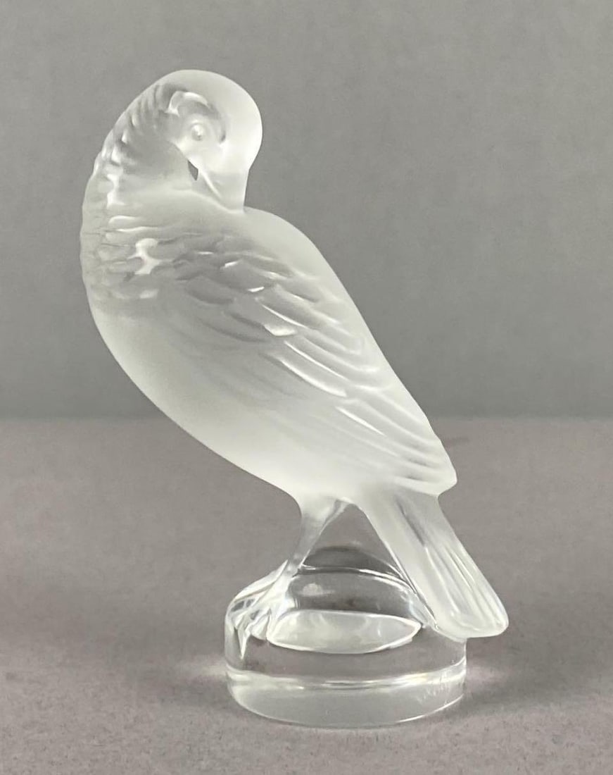 Vintage Lalique France Frosted Crystal Tourterelle Turtledove Figure