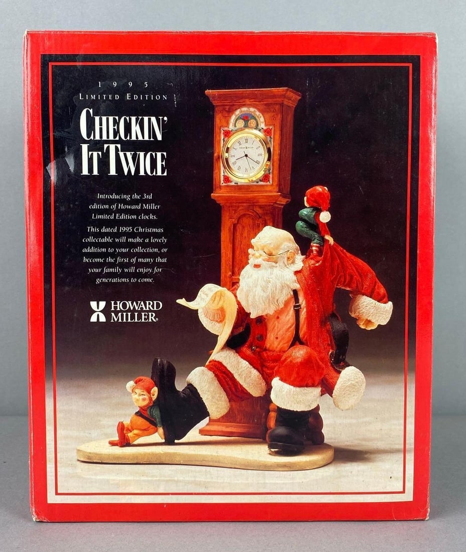 1995 Howard Miller Checking It Twice Christmas Clock Display