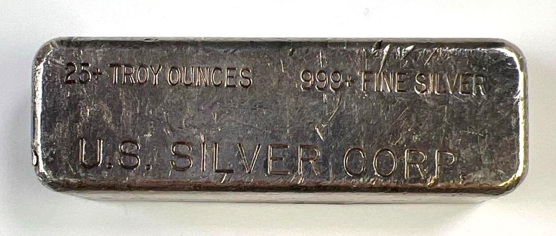 25+ Troy Ounce U.S. Silver Corp .999+ Fine Silver Poured Bullion Bar: 25+ Troy Ounce U.S. Silver Corp .999+ Fine Silver Poured Bullion Bar