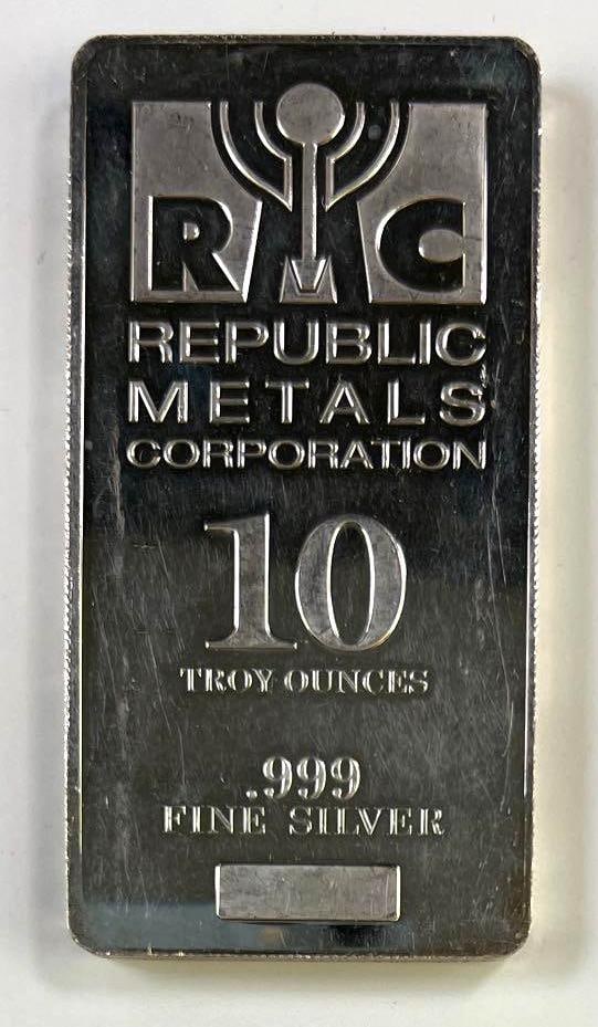 Republic Metals Corporation 10 oz .999 Fine Silver Bar (1 of 2)